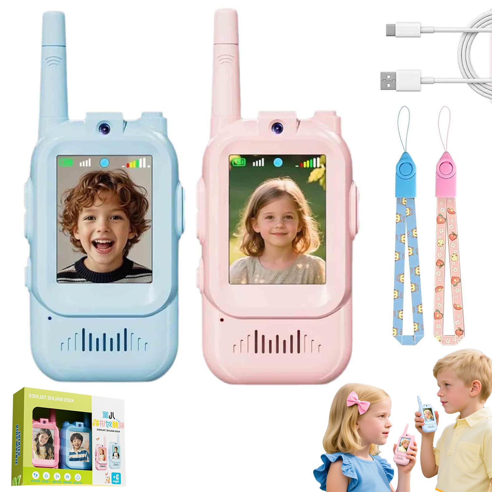 2PCS Kidocom - Video Walkie Talkies, Buddytalk Video Walkie Talkie for Kids with HD Camera & Voice Changer, Two Way Talk at The Same Time, Rechargeable Video Intercom for Boys Girls Indoor Outdoor