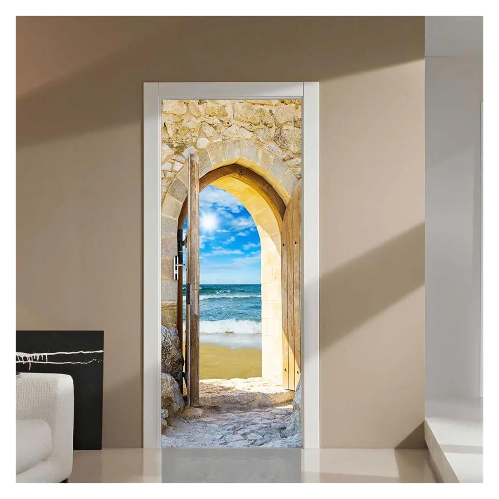 Autocollants muraux de décoration de maison vue mer grand format 95x215