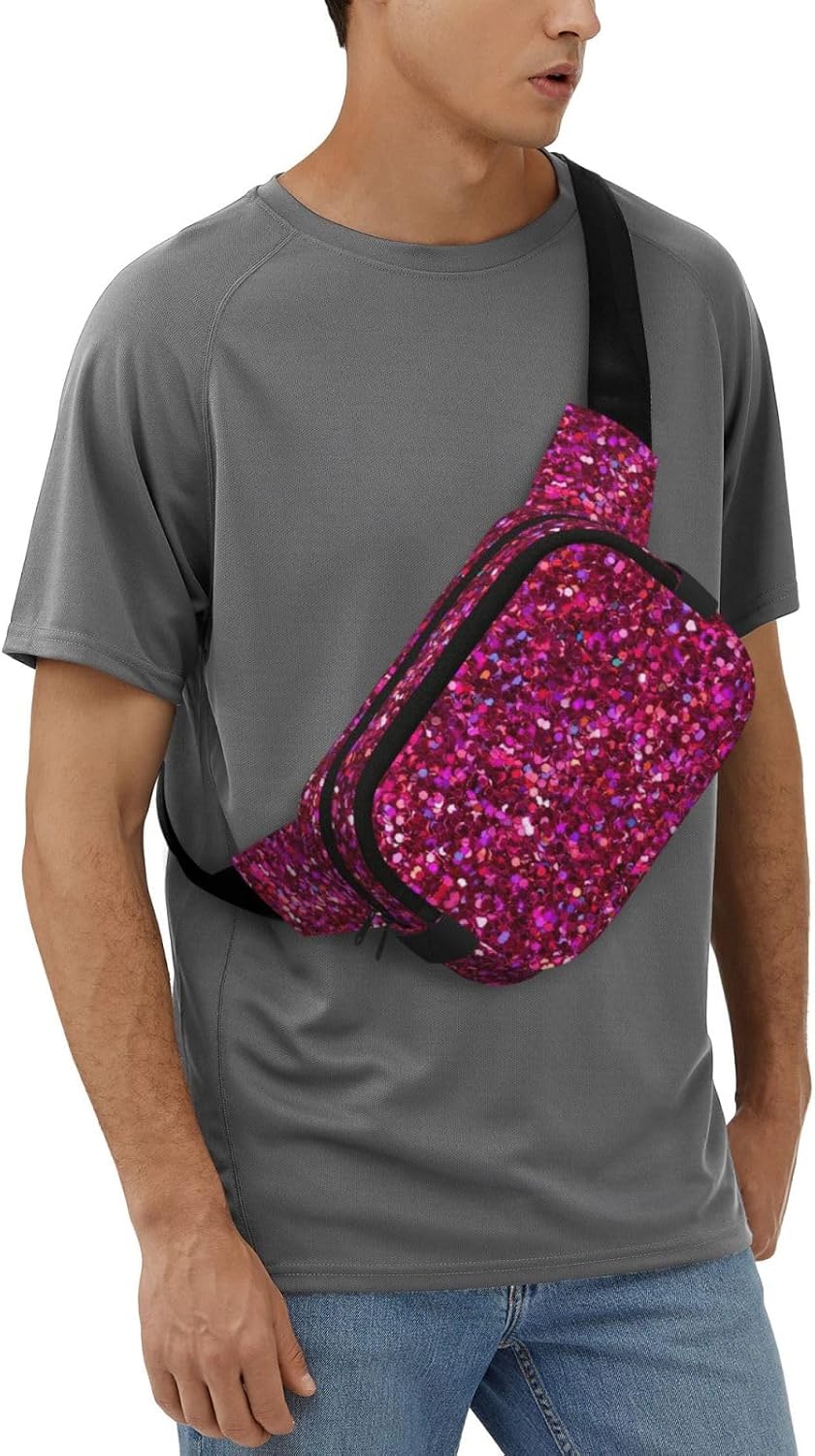 Glitter pattern print Large Fanny Packs for Women Cute Cross Body Waist Bag Fashionable Fanny Pack