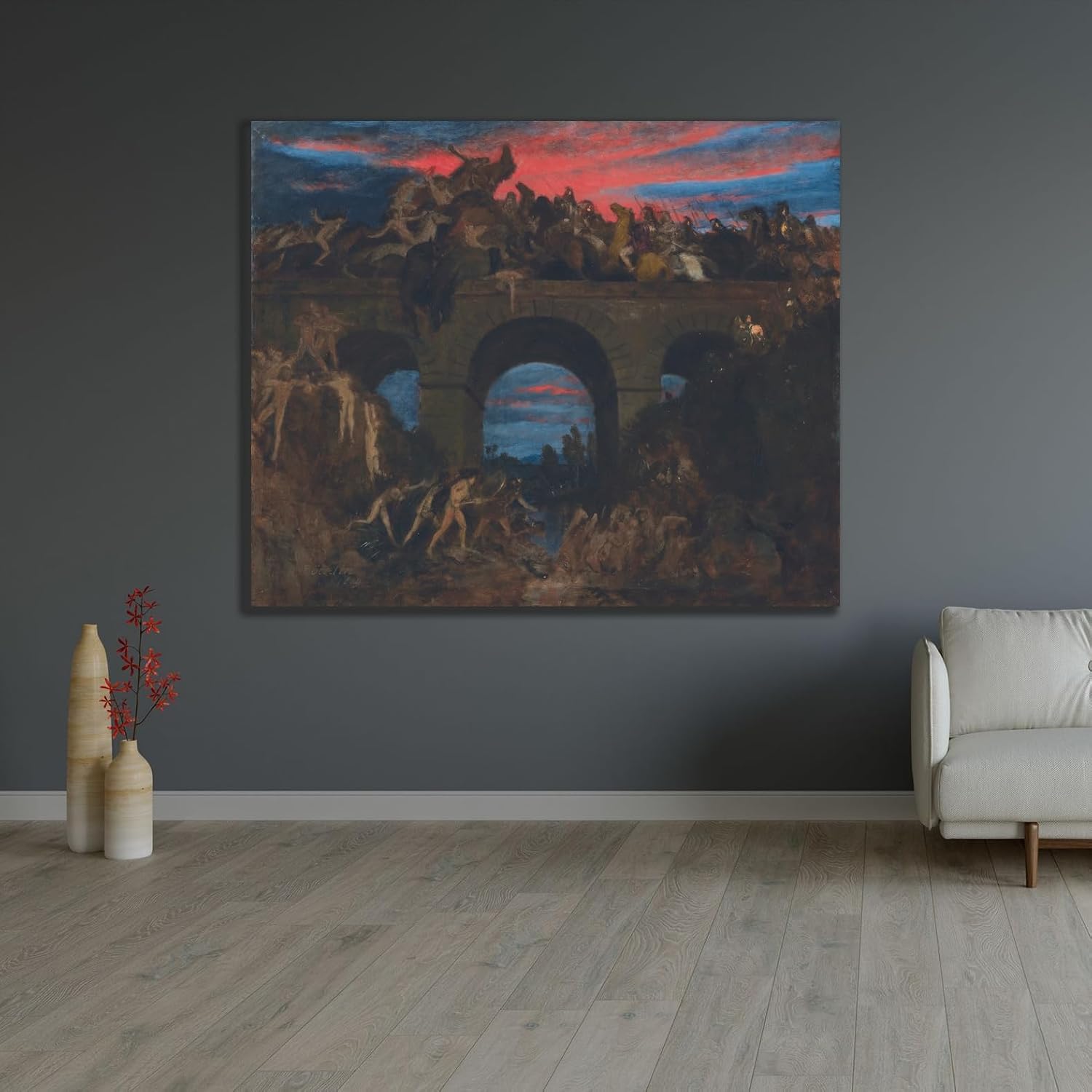 ArtDirect Battle On The Bridge (1889) Custom Framed Art Print Giclee Print or Canvas Options with Various Sizes and Customization by Arnold Böcklin