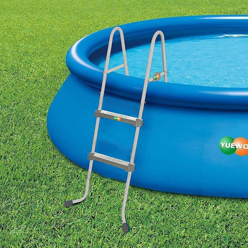 YUEWO 36" 2-Step Steel Frame Above Ground Swimming Pool Ladder with Non-Slip Plastic Steps for Entry and Exit System Swim Pools : Patio, Lawn & Garden