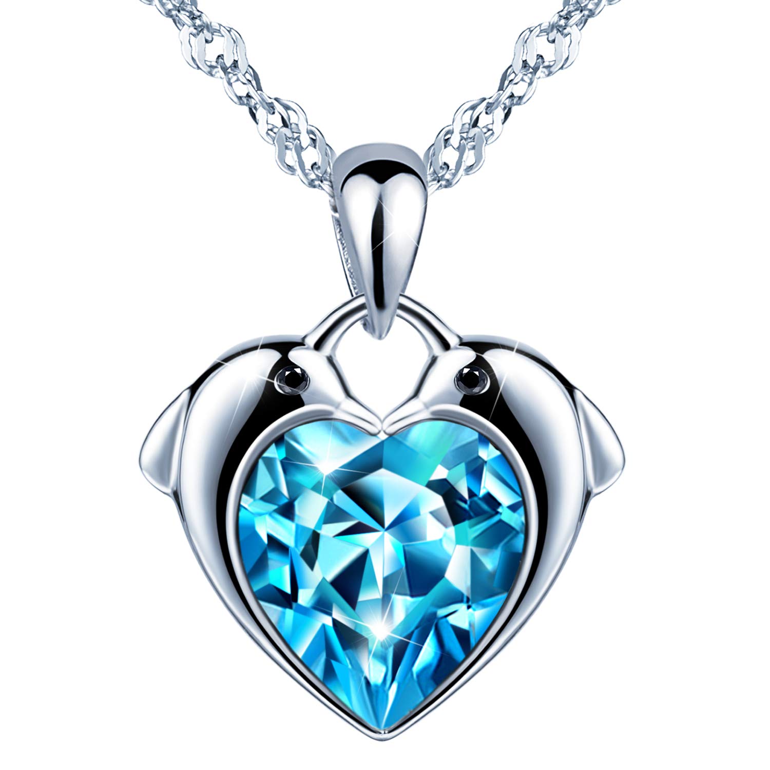 Infinite U Collana Donna Con Ciondolo Cuore E Delfini – Argento Sterling 925, Lunghezza 45,7 Cm – Gioiello Elegante Per Ragazze, Regalo Per Compleanno E San Valentino