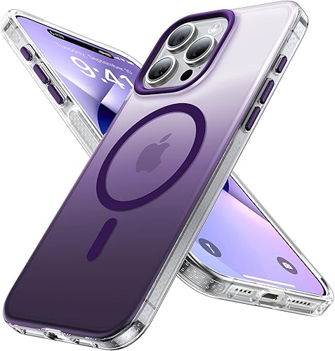 Miniatura 8 de Funda magnética fuerte para iPhone 15 Pro, compatible con MagSafe, probada en caídas de grado militar, a prueba de golpes, delgada, translúcida,