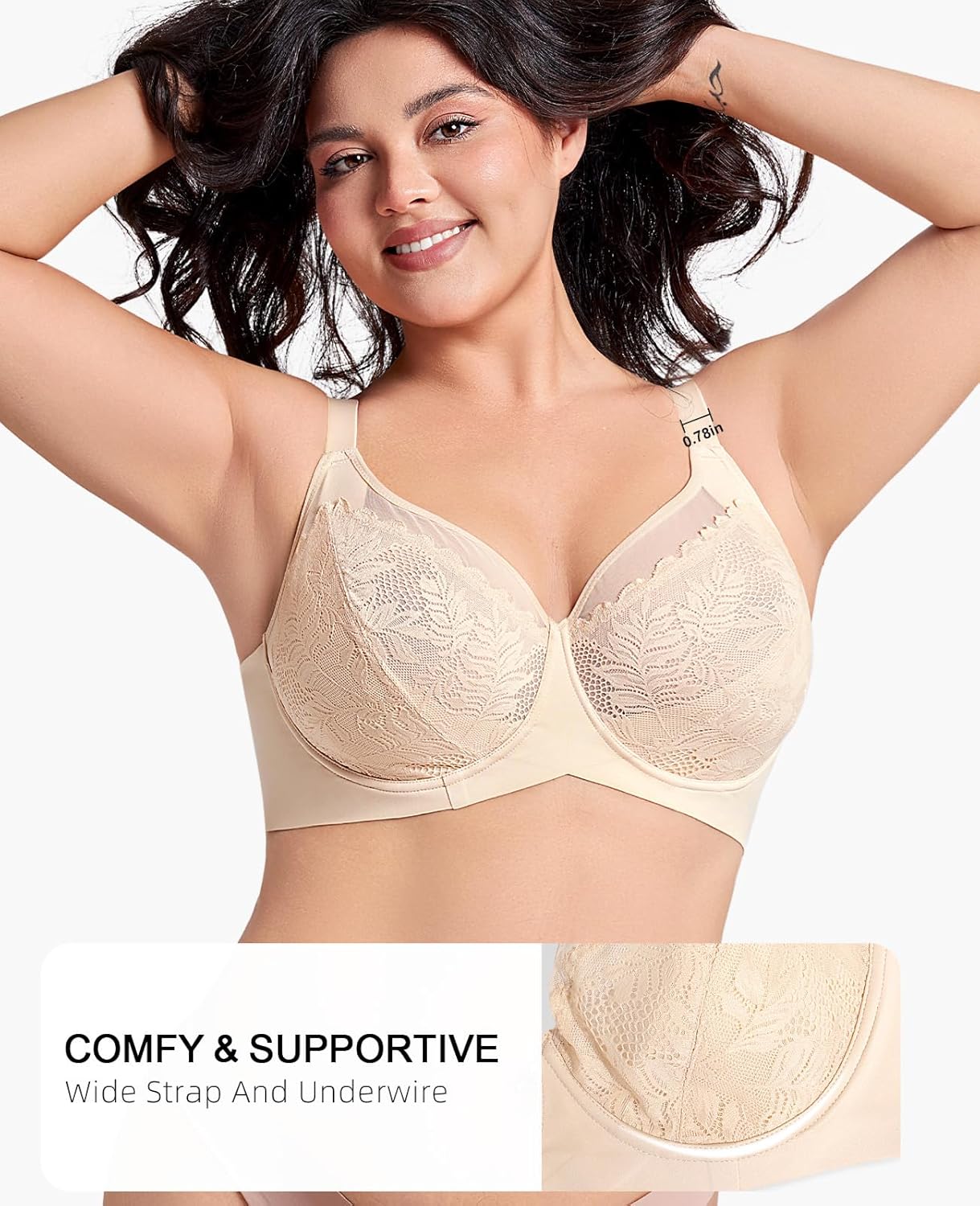 Women's Minimizer Bra Full Coverage Plus Size Bras for Women Lace Unlined Bra with Underwire for Heavy Breast - Image 3