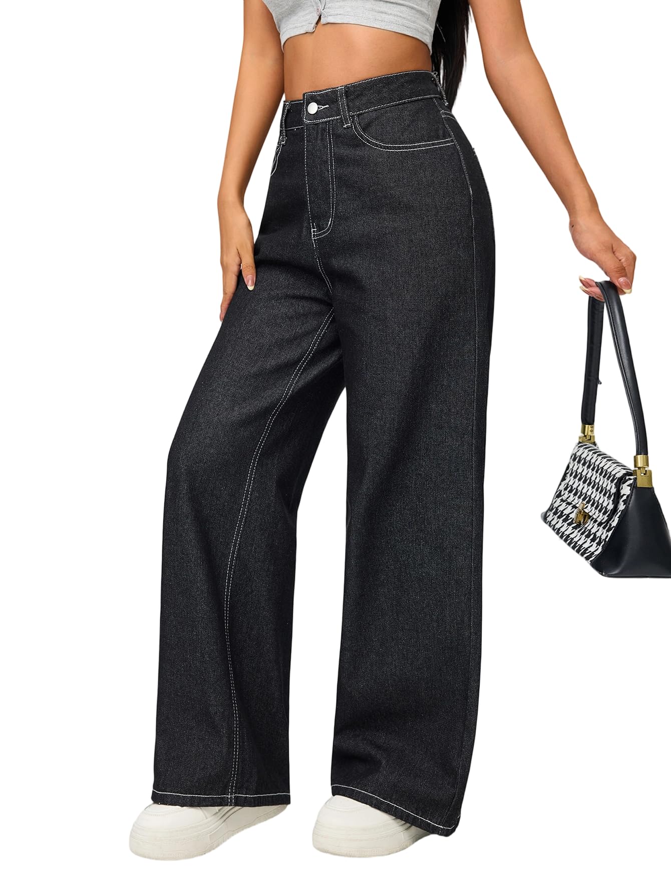 OYICAI Baggy Jeans für Damen Y2K Weite Beine Denim Hose | Hip-Hop, Y2K-Look der 2000er Jahre, Skater-Streetwear, Jeansstoff, locker bequeme Passform, Skateboard geeignet, casual