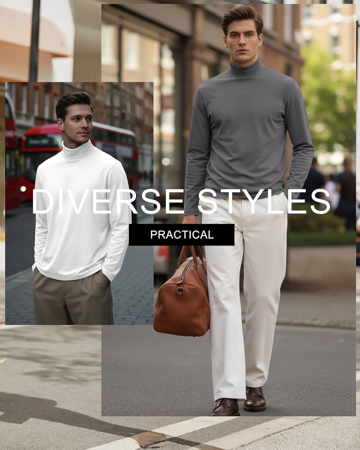 7 Pack Men's Turtleneck Tops, Long Sleeve Basic Pullover Sweaters Casual Slim Fit Lightweight Tees - Image 4