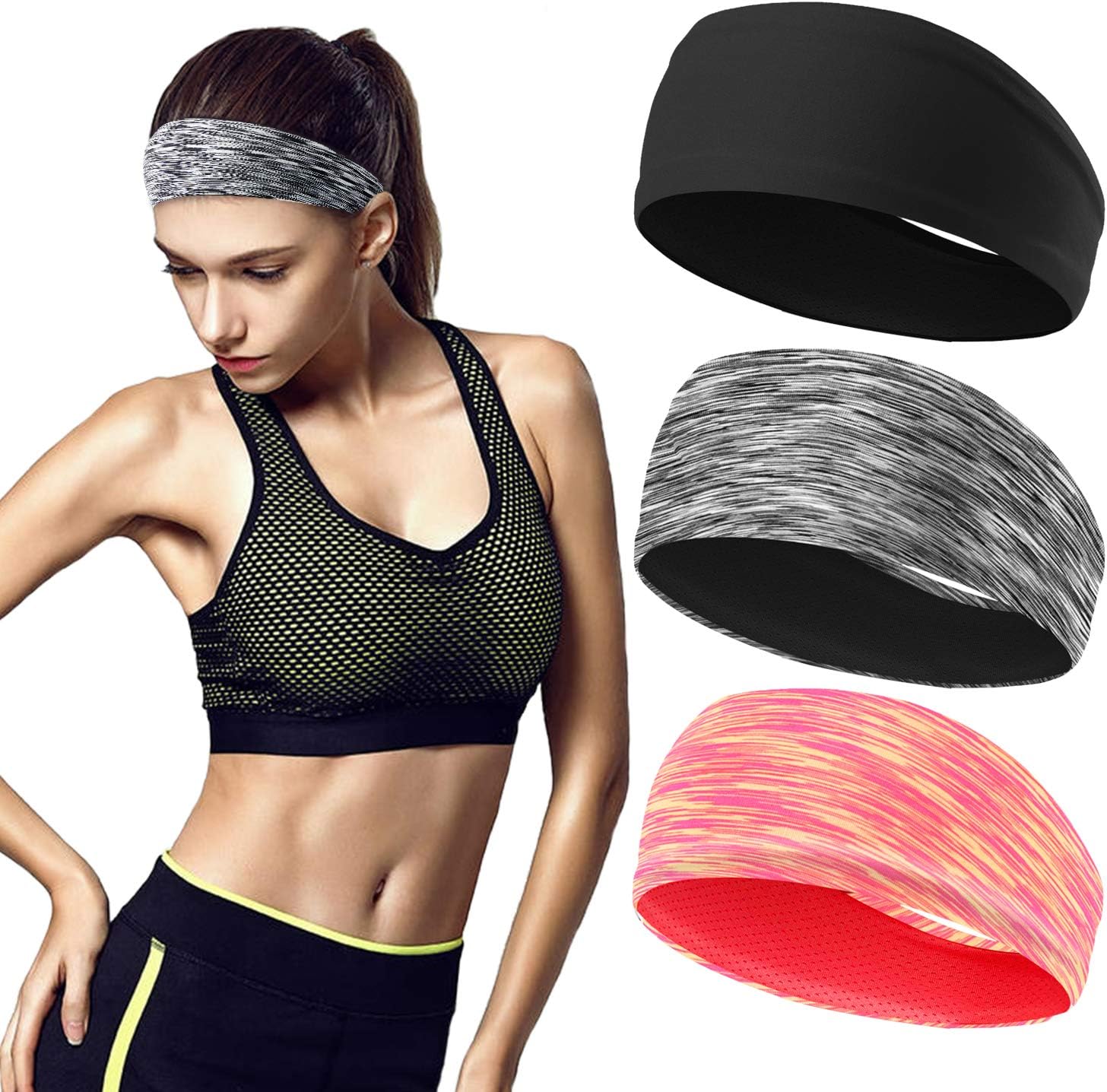 Sweat Bands No Slip Fashion Headbands for Women Workout Headbands Head Bands for Yoga Running Sports Gym (3 Pack -1) : Beauty & Personal Care