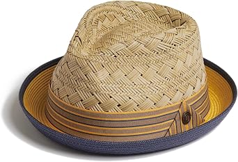 DASMARCA Blake Summer Multi Coloured Straw Trilby Hat - Oak L