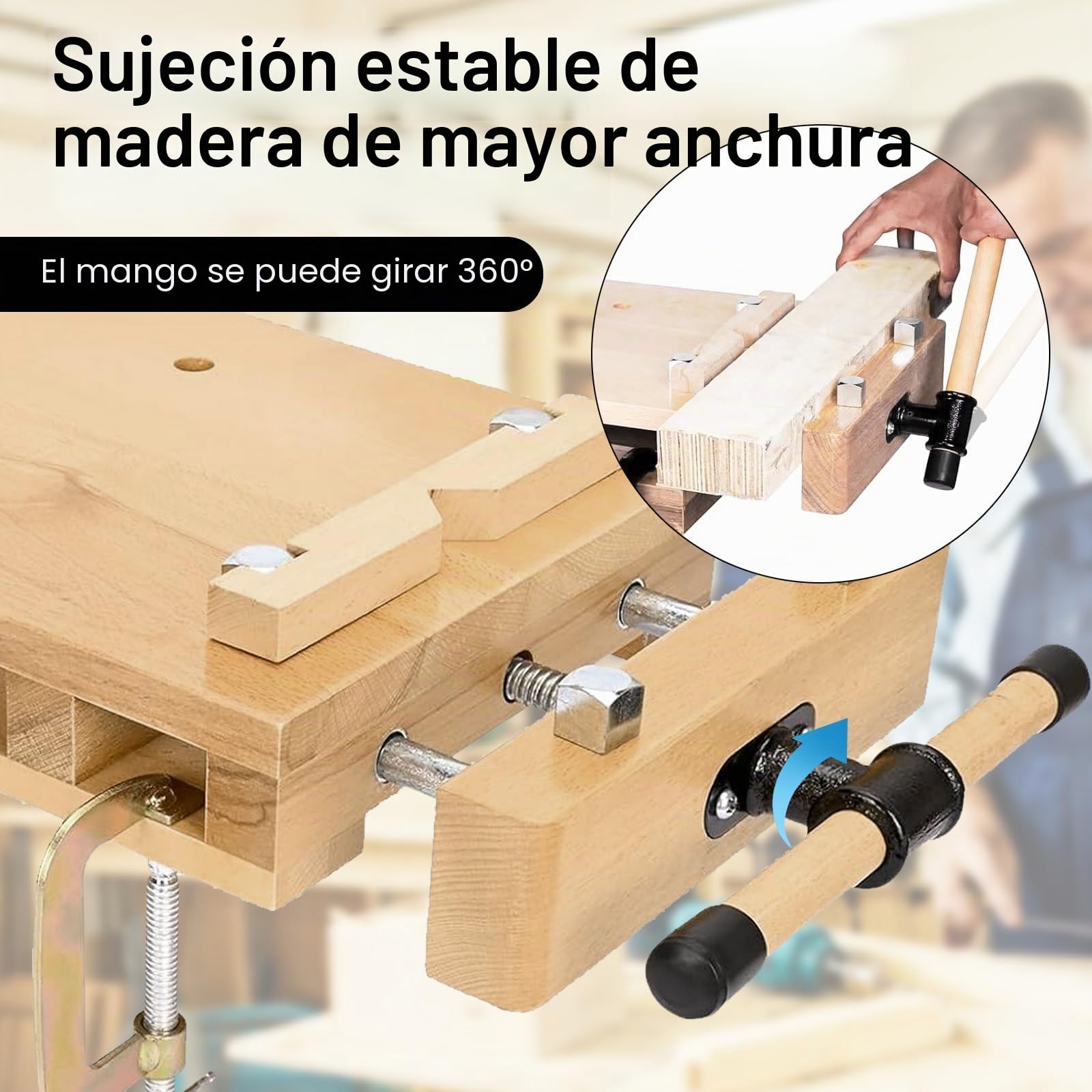 Banco de Carpintero, Mini Banco De Trabajo Portátil con Tornillo Carpinteria Mesa de Trabajo Taller Móvil Torno para Madera Adecuado para Tallado, Corte, SujecióN, Cepillado