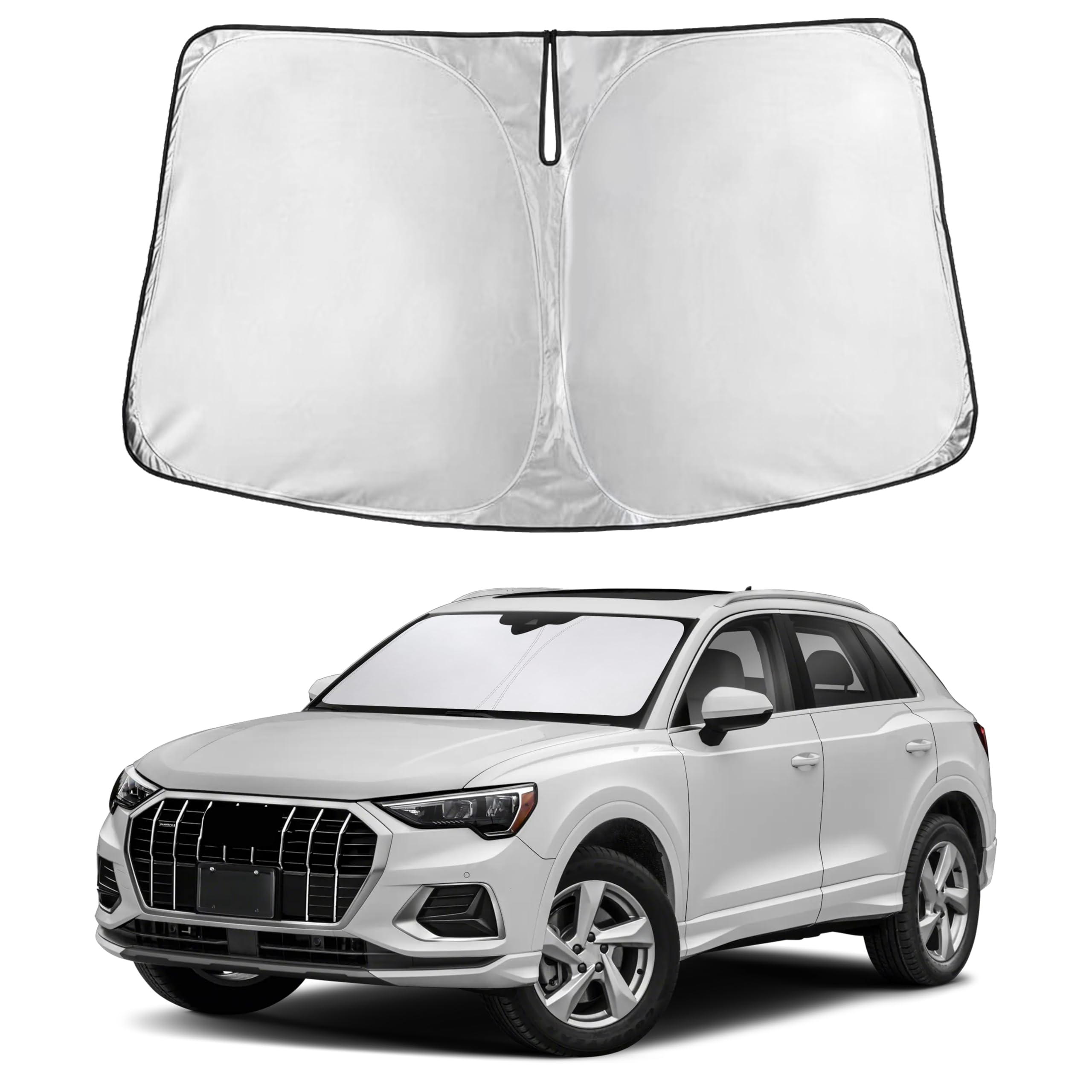Autovir Windshield Sun Shade Fit for 2019-2024 2025 2026 Audi Q3 Sunshade, Front Car Window Shades Sun Visor, Blocks UV Rays & Heat, Car Accessories Fit for Audi Q3 2019-2026