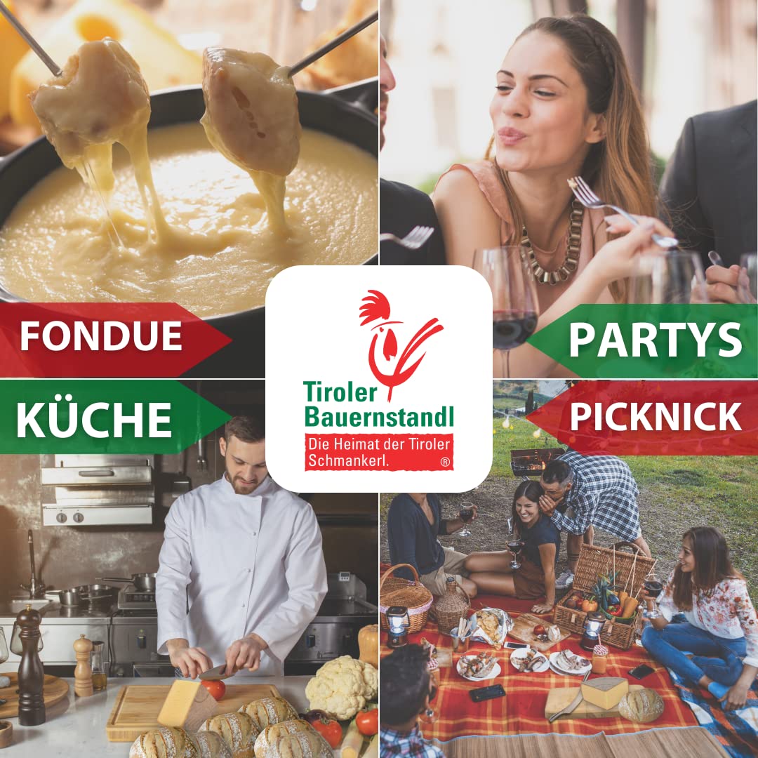 Tiroler Bauernstandl Die Heimat der Tiroler Schmankerl. - Steinbeißer [0,200Kg] Käse am Stück Butter Käse Probierpaket Käsefondue Set Käse Aufschnitt Schmelzkäse laktosefrei Käseplatte Raclette-Käse
