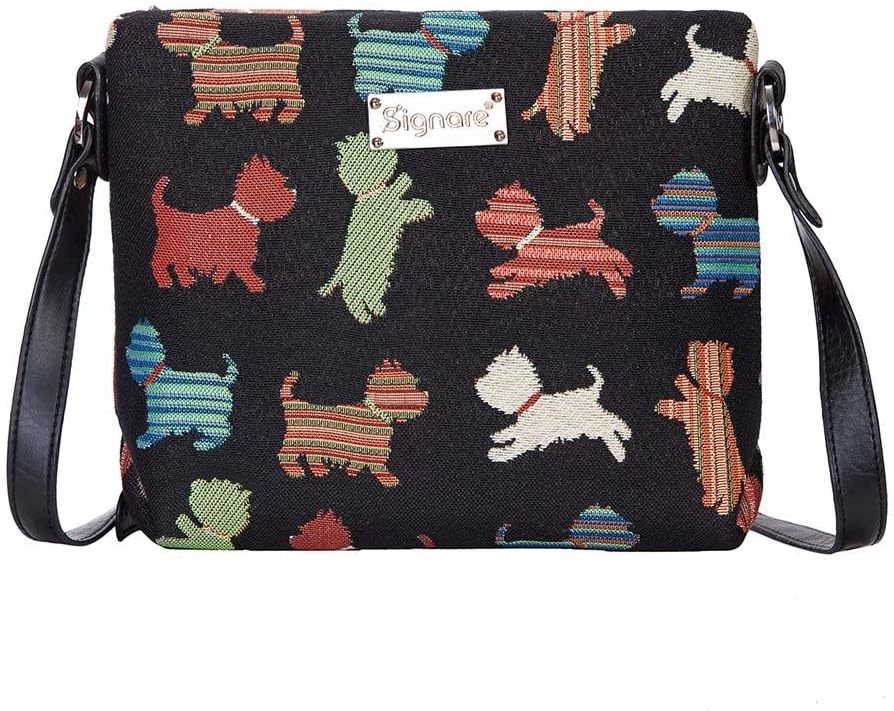 Tapestry Crossbody Bag Small Shoulder Bag for Women with Dog Design (Playful Puppy, XB02-PUPPY)