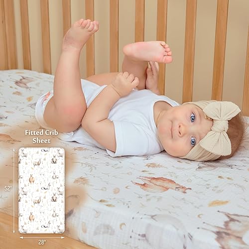 Miniatura 6 de TCBunny Sábanas de muselina para cuna, 100% algodón, estilo bohemio, neutro, para colchón de cuna estándar y colchón de cama infantil (52 x 28