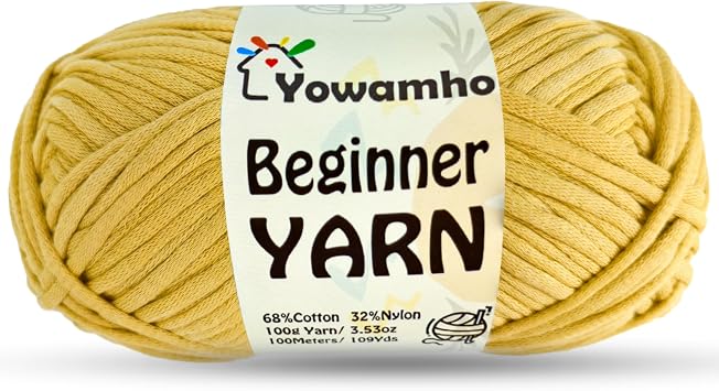 Yarn for Crocheting & Knitting, 100g Cotton Yarn for Beginners with Easy-to-See Stitches,100m 109yds Worsted Soft Cotton-Nylon Blend Yarn, Brown.