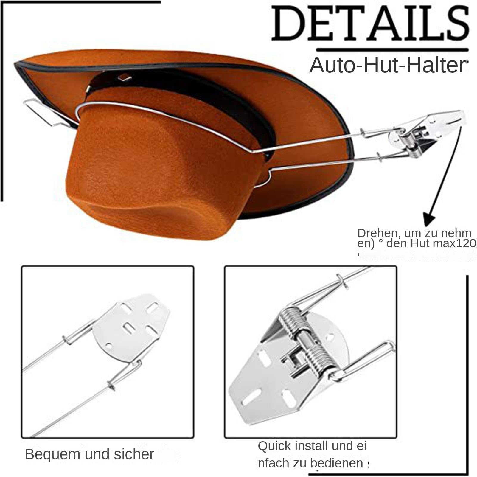 Porte-chapeau de cowboy de voiture - Support de chapeau de cowboy pour voiture - Support multifonction pour chapeau de cowboy - Pour siège de camion - Accessoires de voiture