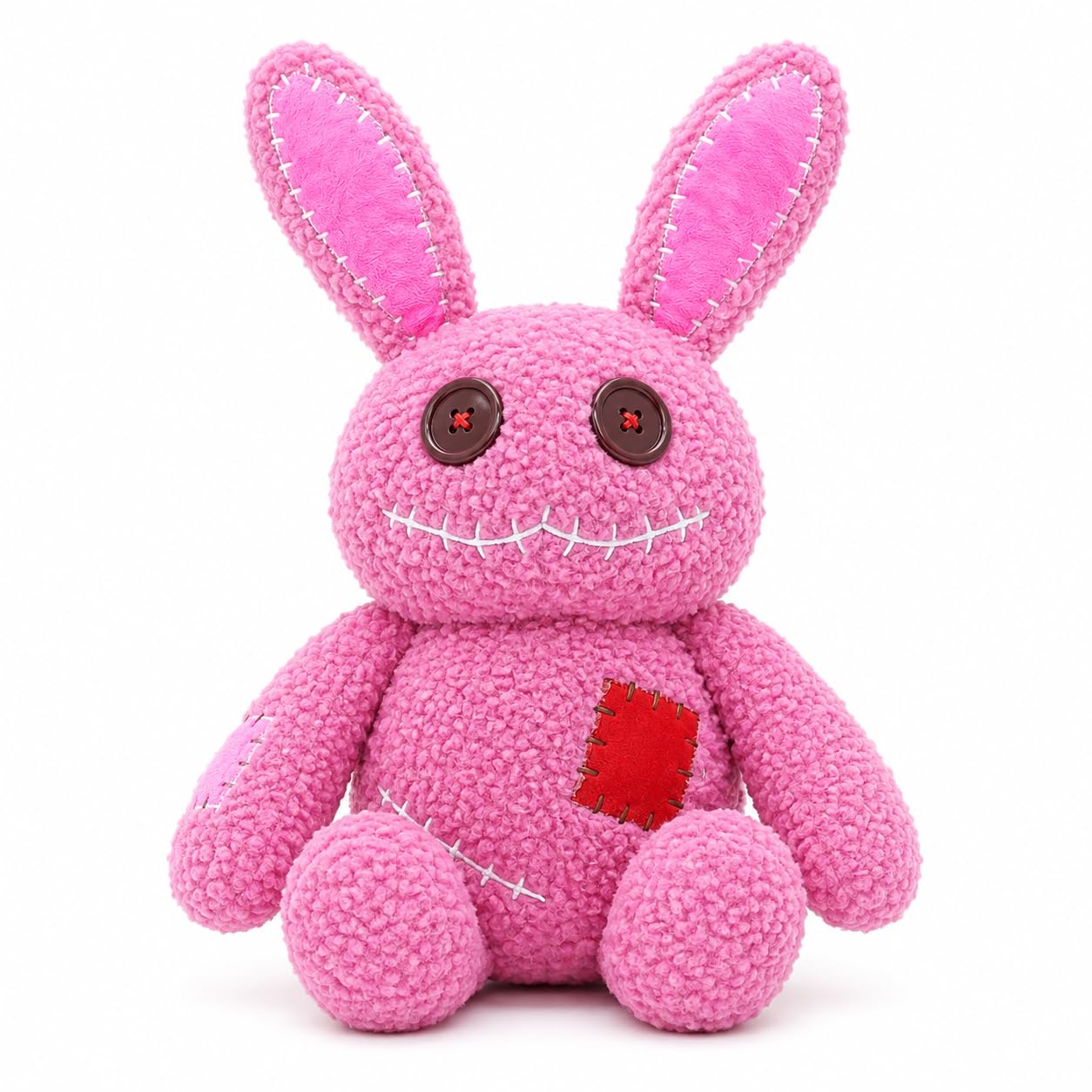 PHHKK Halloween Gothic Stitched Pink Bunny Plush, Eerie Whimsical Patchwork Decor for Par…