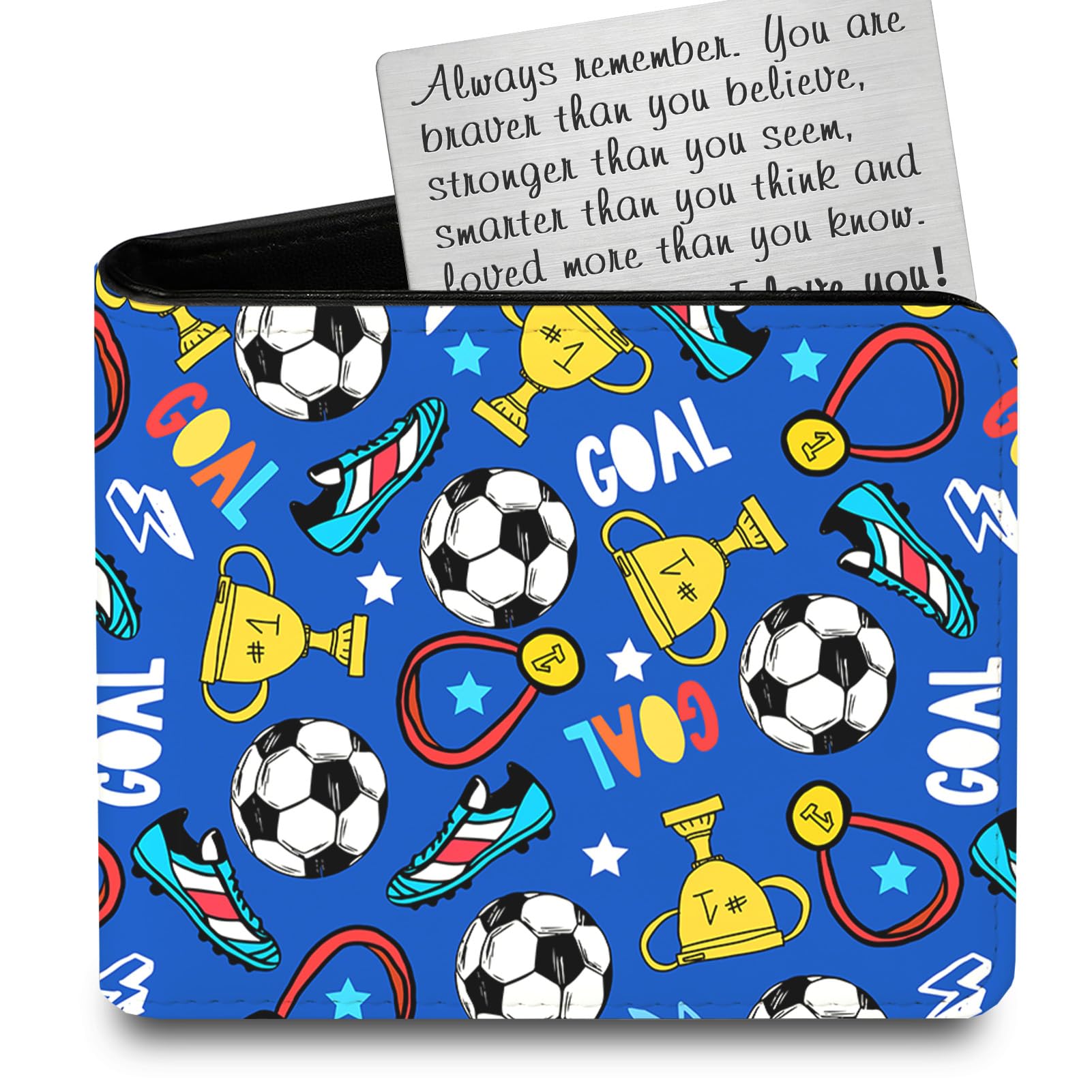 Kids Wallet for Boys, Cool Wallets for Teen Son Ages 4 5 6 7 8 9 10 11 12 13 14 15 16, Leather Bifold Purse with Coin Pocket ID Window, Christmas Birthday Gift for Kid Men Boy Youth Guys