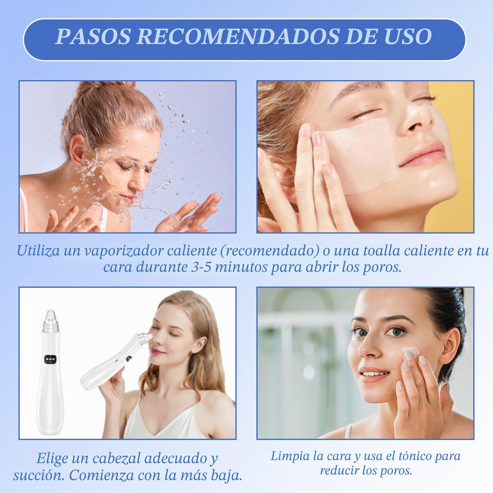 Succionador de Puntos Negros Removedor, Limpiador de Poros Eléctrico, Limpia Poros Blackhead Remover Vacuum Pore Cleanser Facial, Aparato para Quitar Acne con 3 Modos y 5 Cabezales