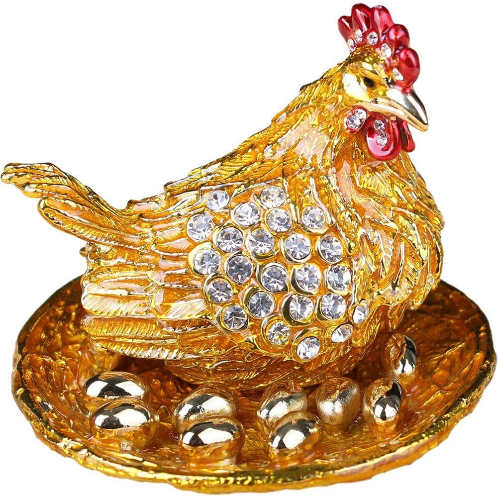 Figurine d'oeufs d'incubation en émail cristal pour boîte à bijoux Feng Shui élégante