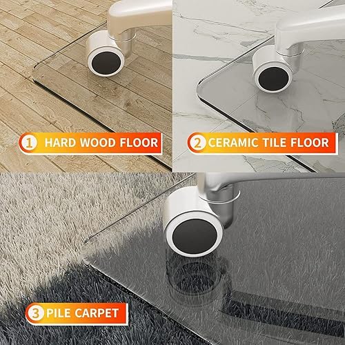 Miniatura 4 de Alfombrilla de vidrio templado para silla de corte personalizado  Tapete de vidrio transparente de 14 pulgadas de grosor con borde plano  Protege el