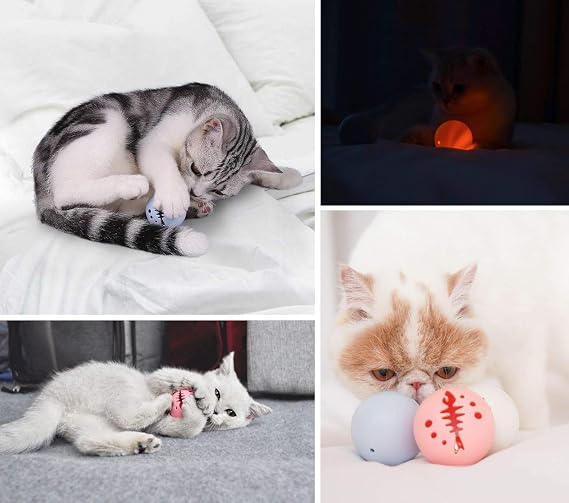 Cat Toys Ball Gift Set, 3 Pack Interactive Cat Toy for Indoor,Cat Toys Balls with Flash Light Ball, Catnip Ball, Interactive Kitten Exercise Bell Ball, Kitty Pet Exercise Self Playing Toy