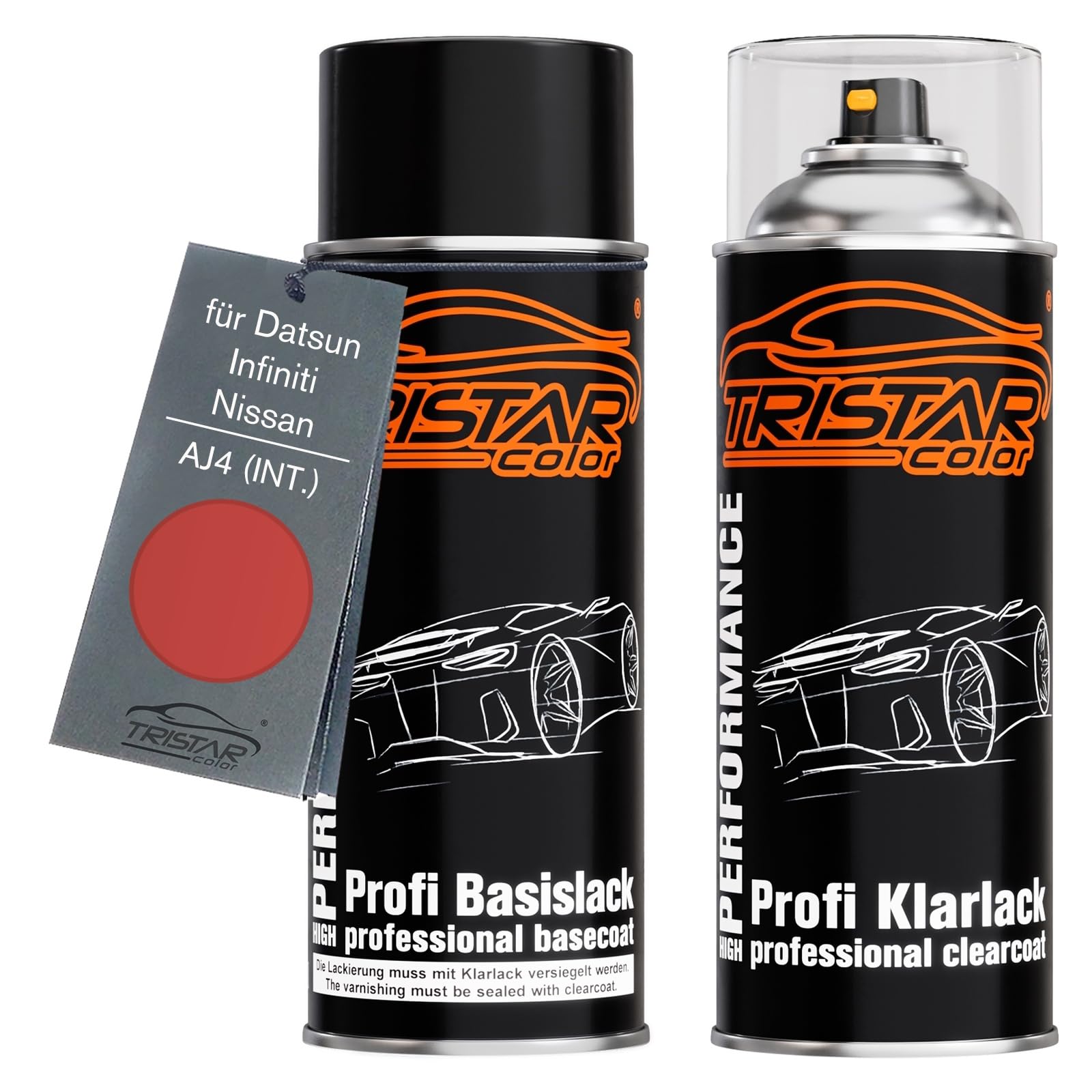 TRISTARcolor Car paint Spray can set for Datsun/Infiniti/Nissan AJ4 (INT.) Red Inter. Base coat clear coat spray can 400ml