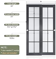 Vista 4 de EaseLife Kit de herrajes para puerta corredera doble bypass de 4 pies/48 pulgadas, grado comercial, aluminio, riel bypass para puertas de armario