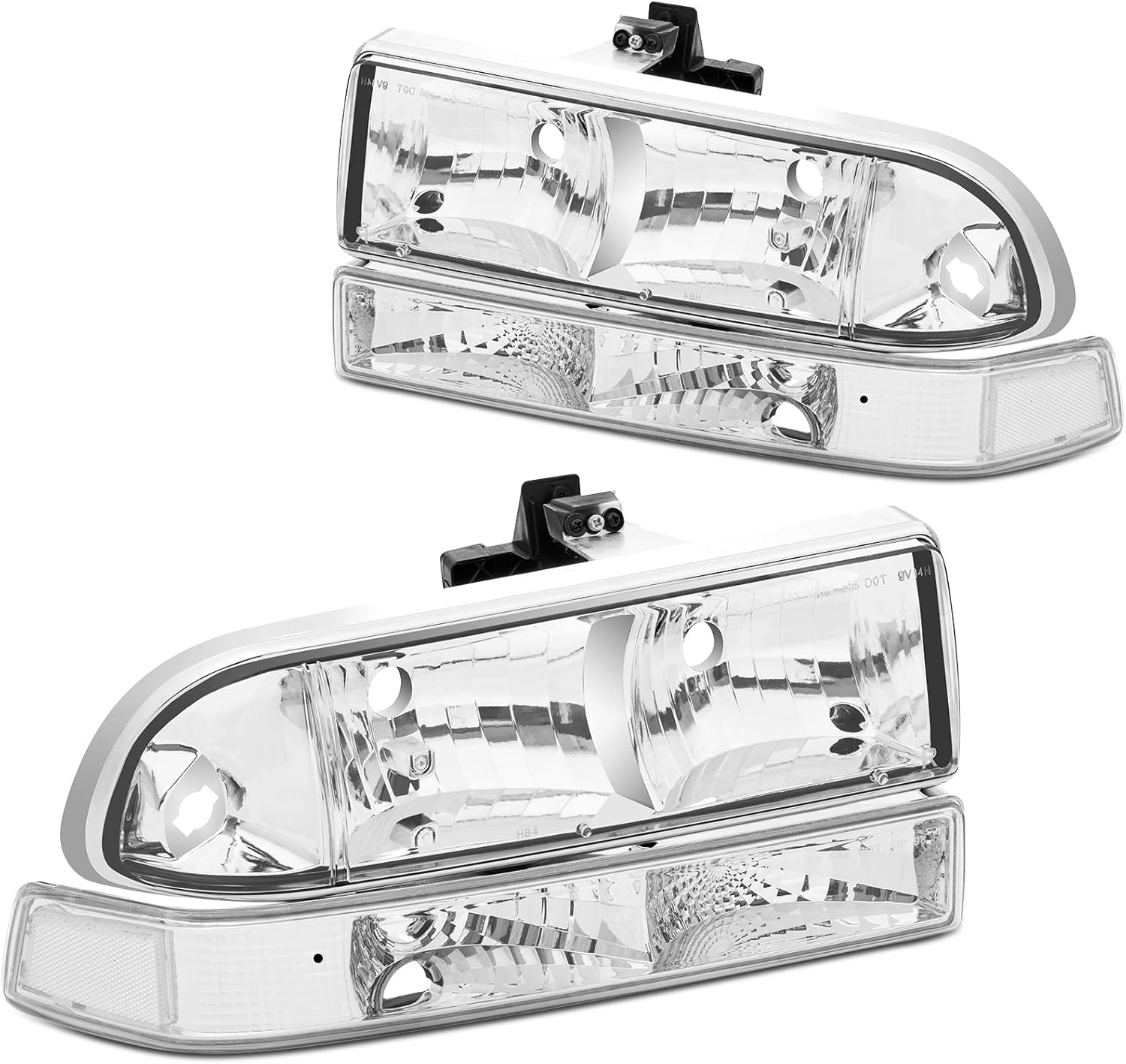 Headlights Assembly Compatible with 1998 1999 2000 2001 2002 2003 2004 Chevy Blazer / 1998-2004 Chevy S10 Pickup OE-Style Head Lamps Turn Signal Lights