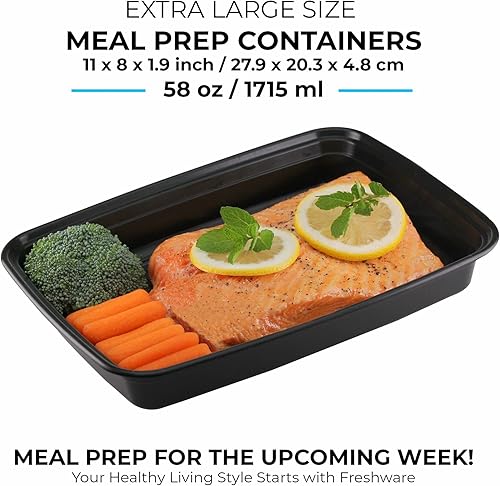 Miniatura 4 de Freshwware - Recipientes para comida preparada, 150 unidades, 1 compartimento para almacenar comida, contenedores con tapas, caja Bento, libre de