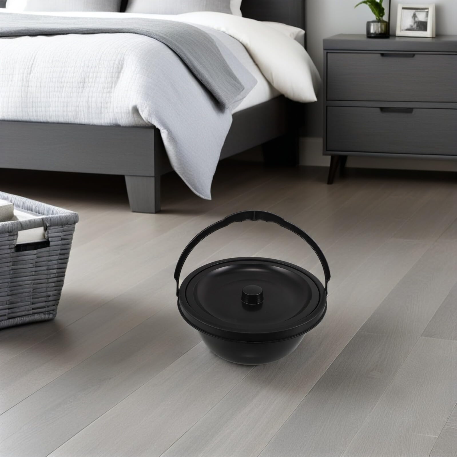 Padella per Anziani con Coperchio per Sedia a Rotelle, Vaso da Notte Portatile per Adulti Disabili, Secchio Comodo per Comodino con Design Ergonomico e Facile da Pulire, Supporto