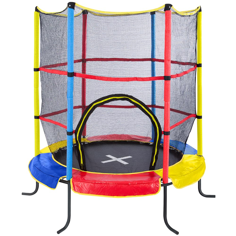 Ultrasport Jumper Trampolino Elastico per Bambini 140 cm I Tappeto Elastico Bambini da Esterno e Interno I Saltarello per Bambini con Rete di Sicurezza, Copertura e Kit di Montaggio