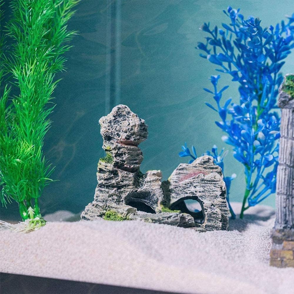 2 grottes décoratives, accessoires pour animaux de compagnie, décoration de piscine de poisson, aquarium, grotte en résine, aménagement paysager de piscines 11 x 9 x 11 cm, 10 x 5,5 x 10 cm