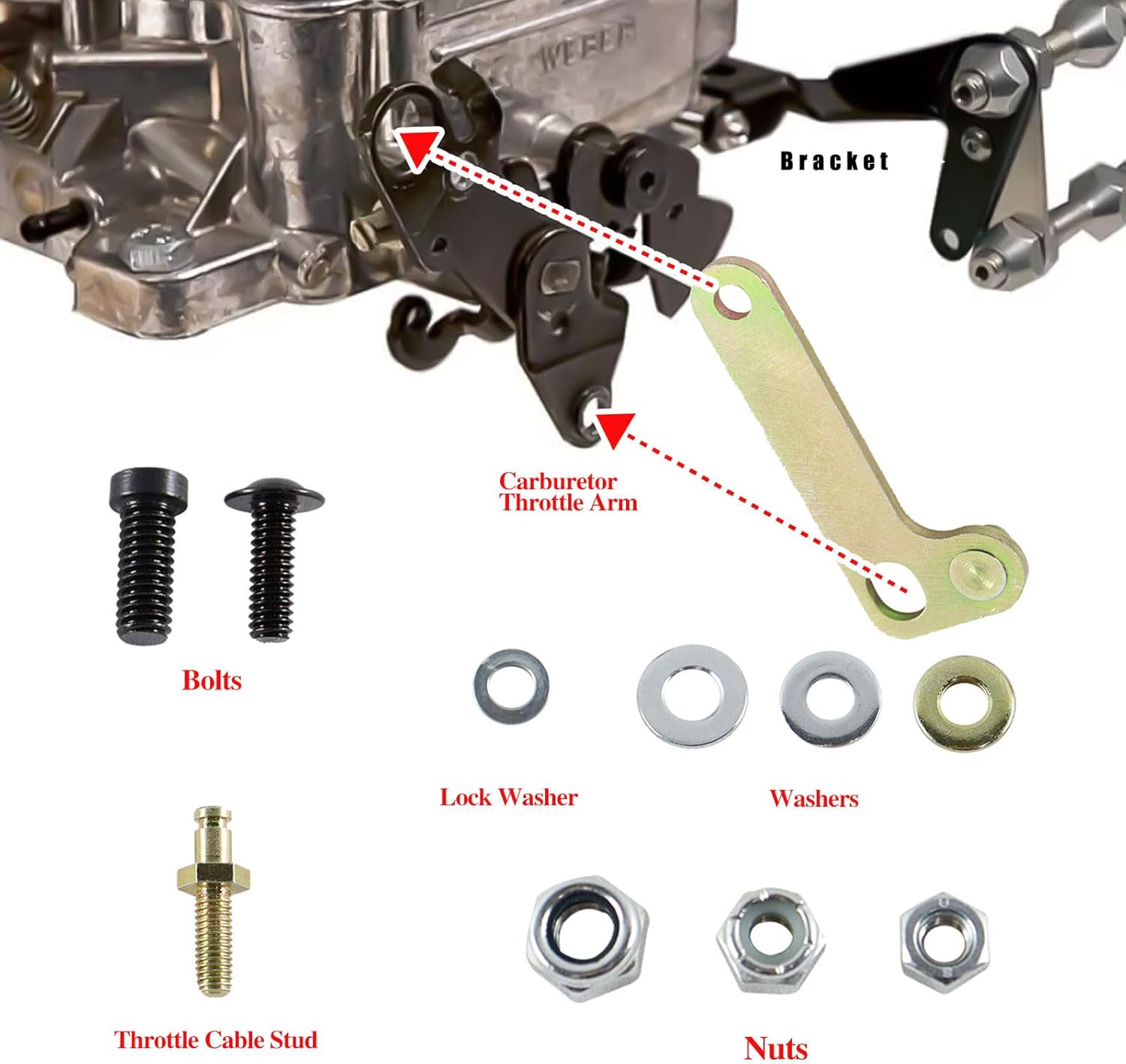 Trans TV Cable Corrector Kit Compatible with Edelbrock Carter Carburetor, Holley 700R4 Ford AOD Linkage Corrector Bracket Replaces AS5-05K
