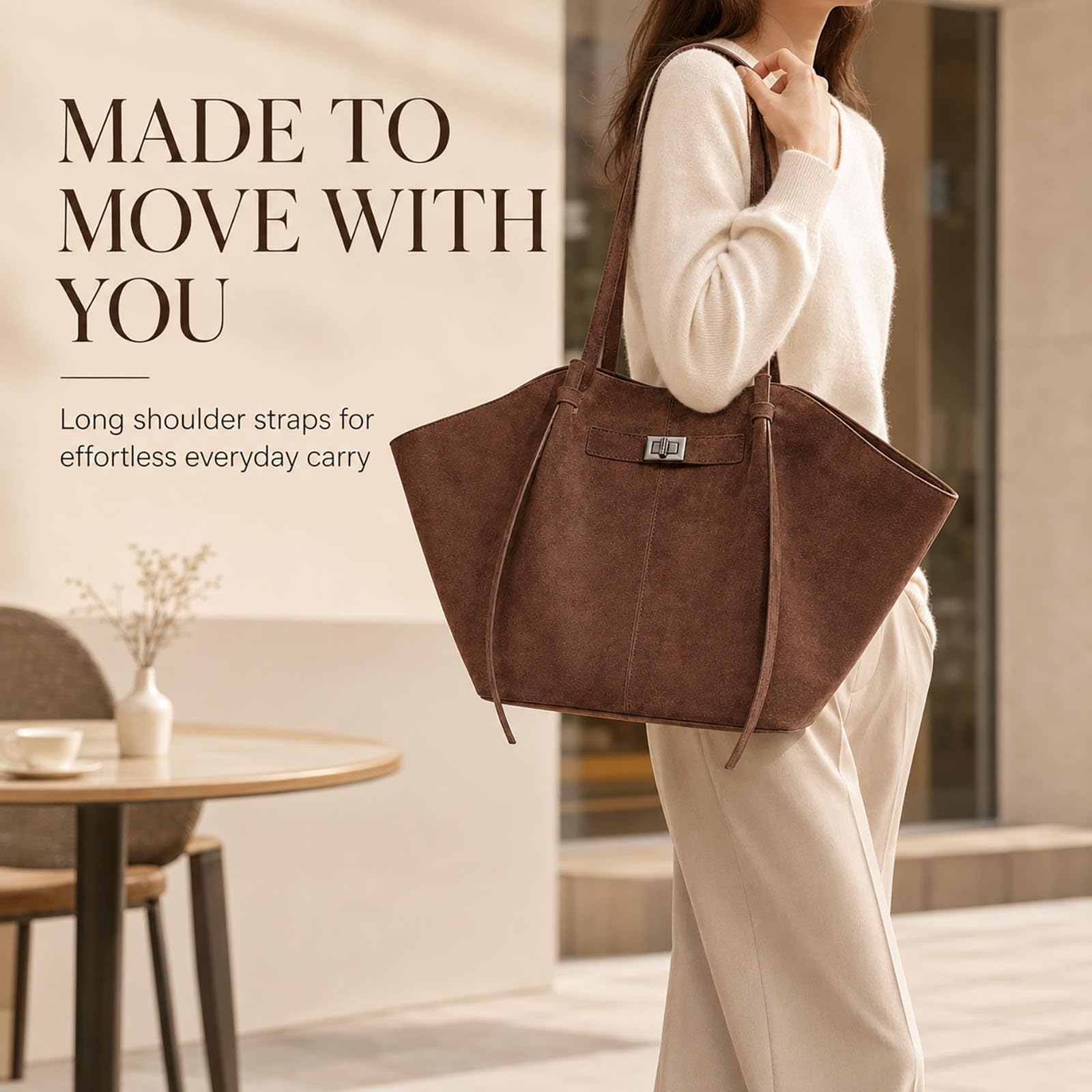 Adius Vintage Tote bag, Vintage-Shopper für Damen aus Wildlederimitat