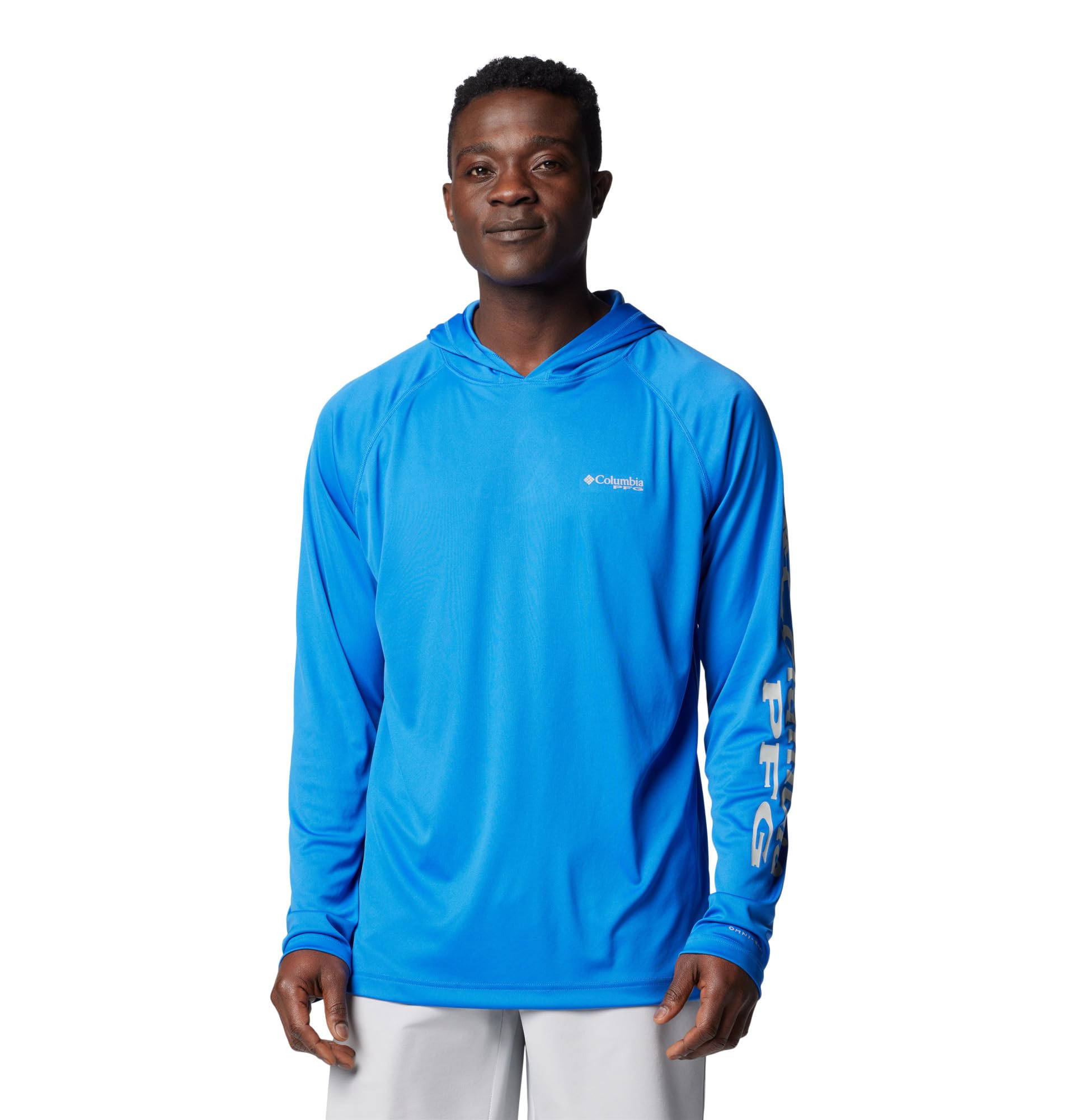 Columbia Mens Terminal Tackle Hoodie, Vivid Blue/Cool Grey Logo, 3X