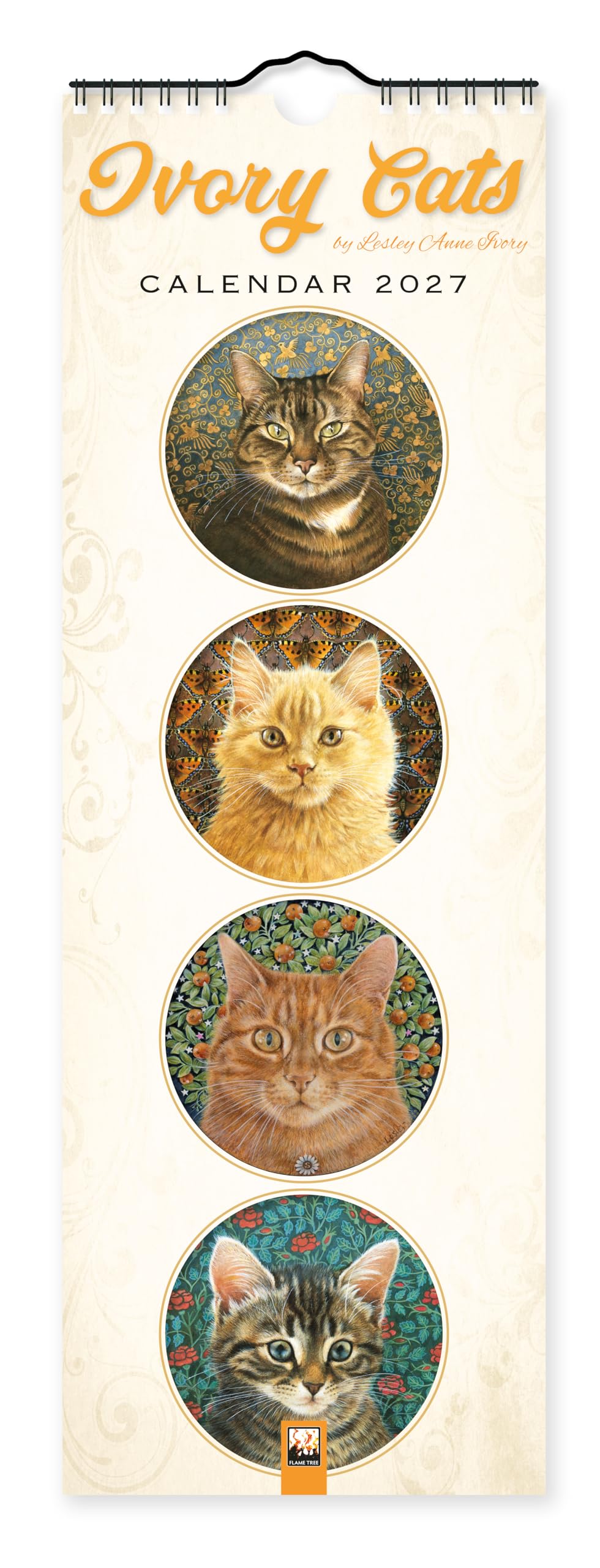 Ivory Cats Slim Calendar 2027 (Art Calendar): Original Flame Tree Publishing-Kalender Slimeline [Mehrsprachig] [Kalender]
