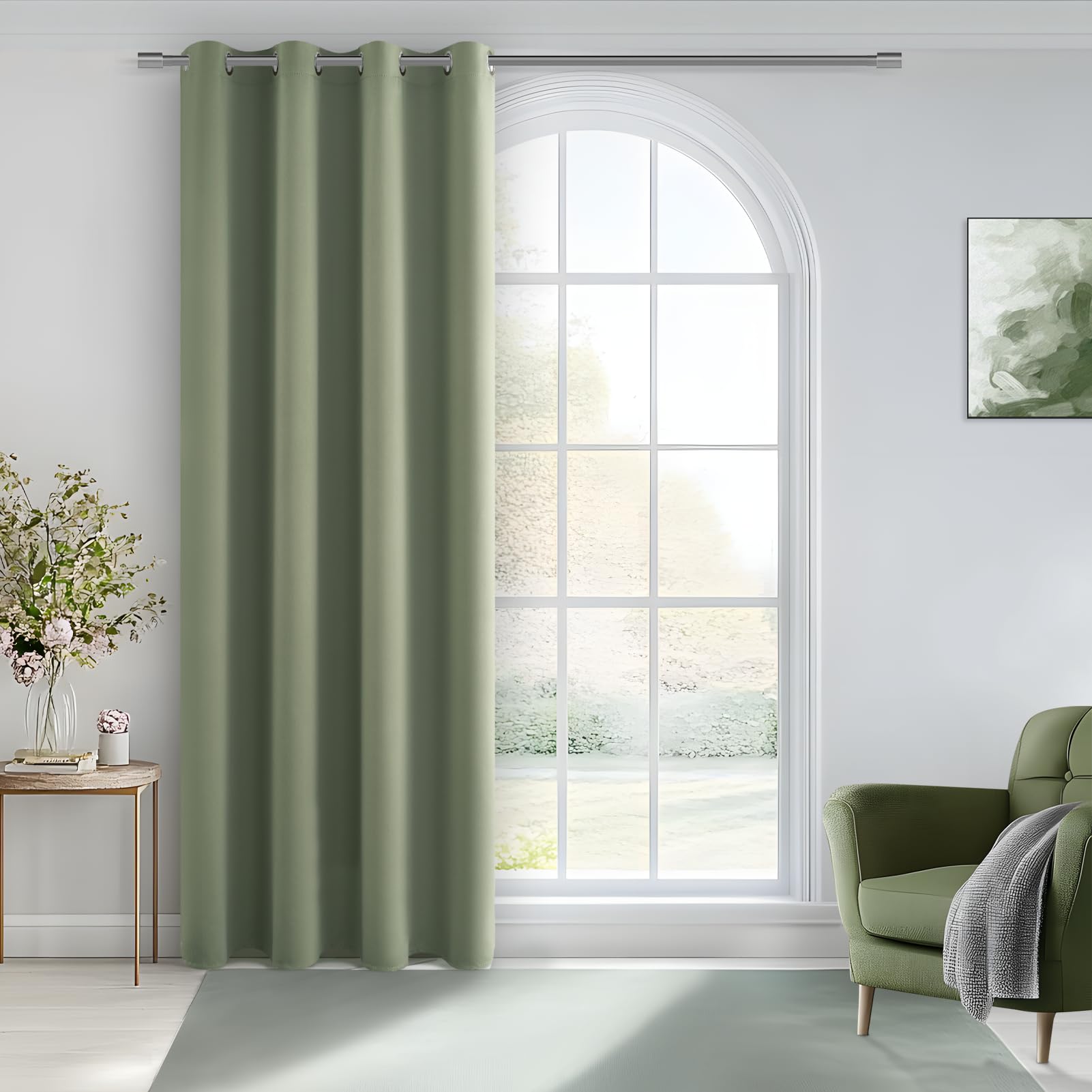 MRTREES Door Curtain Opaque Sound Insulation Heat Insulating Green Thermal Curtain Heat Protection Cold Protection 78.7" x 55.1" (200 cm x 140 cm) 1 Piece Curtains with Eyelets Bedroom Eyelet Curtain