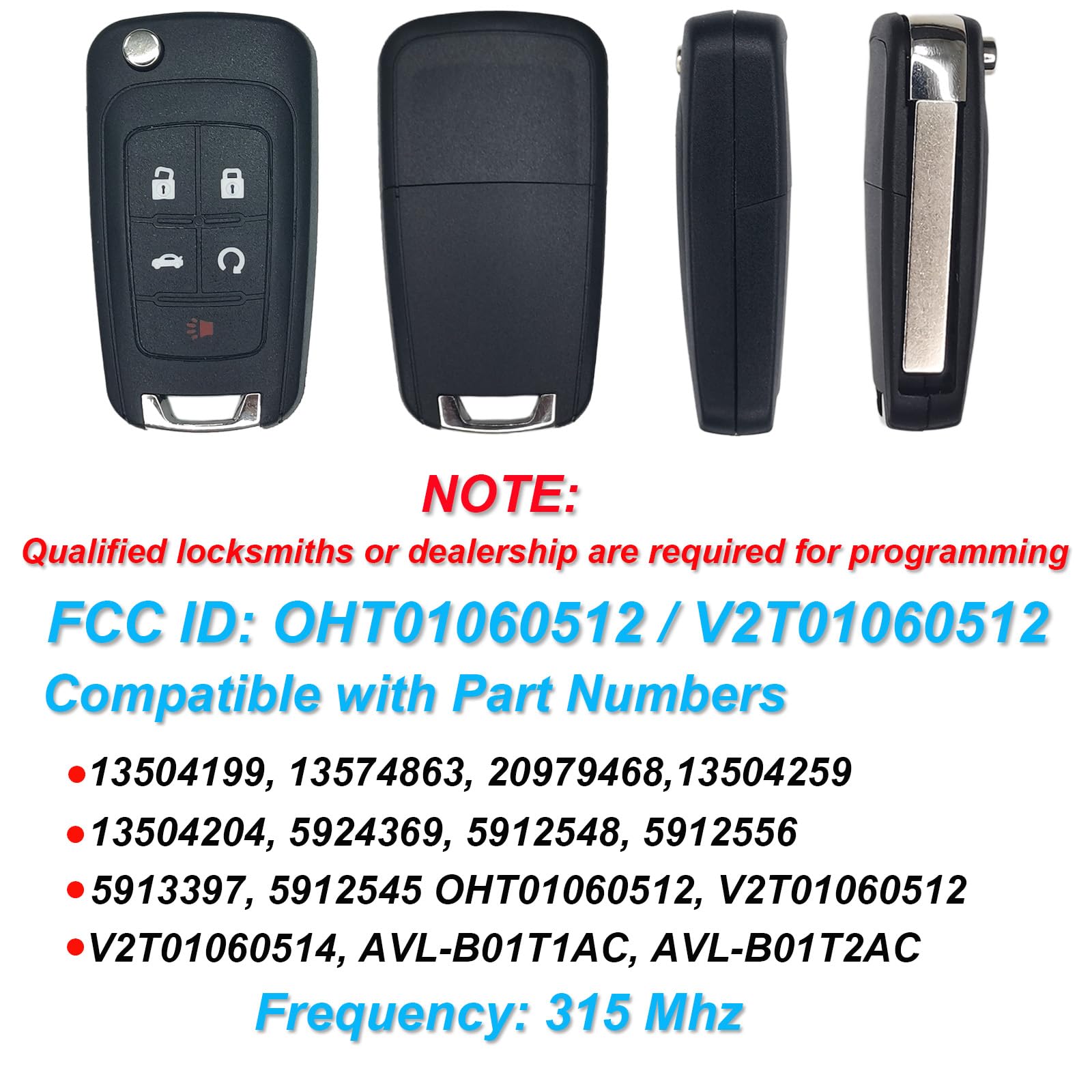 Telecomando di ricambio per telecomando senza chiave per Chevy Equinox Camaro 2010 2011 2012 2013 2014 2015 2016 2017 2018 2019 Malibu Impala Sonic Cruze GMC Terrain Buick Lacrosse Regal Verano Encore
