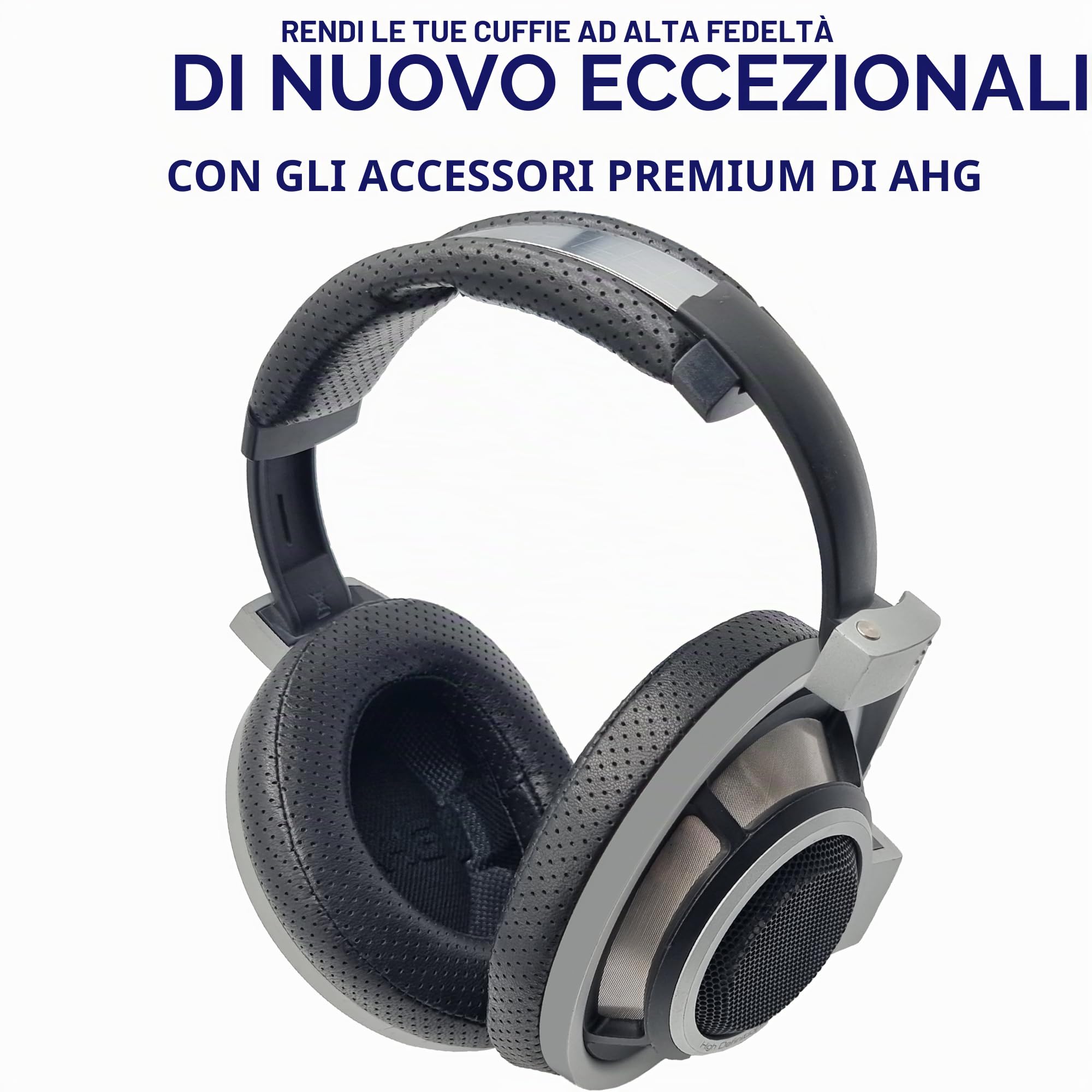 AHG Premium HD 8XX / HD 800S / HD 800 - Cuscinetti auricolari e archetto compatibili con cuffie Sennheiser HD800/Sennheiser HD800S e Drop HD 8XX. Pelle di pecora perforata, schiuma ad alta densità