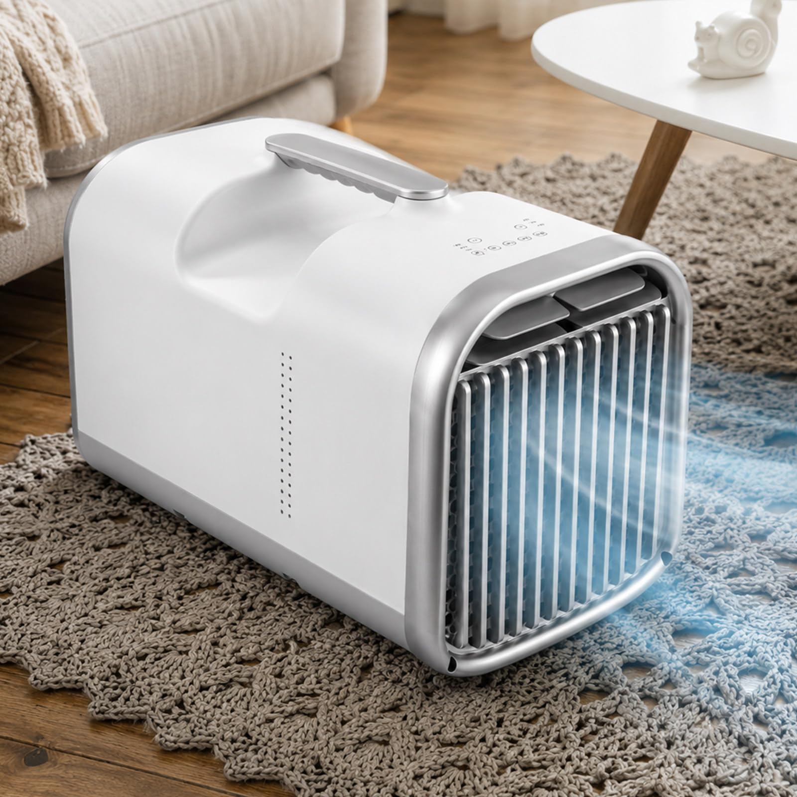 lilishangmao Portable Compressor Air Conditioner, Compact Mobile AC with Auto-Evaporation, 3 Fan Speeds, Touch Panel, Remote Control and 1–12H Timer for Campervan, Tent and Small Room 1500W