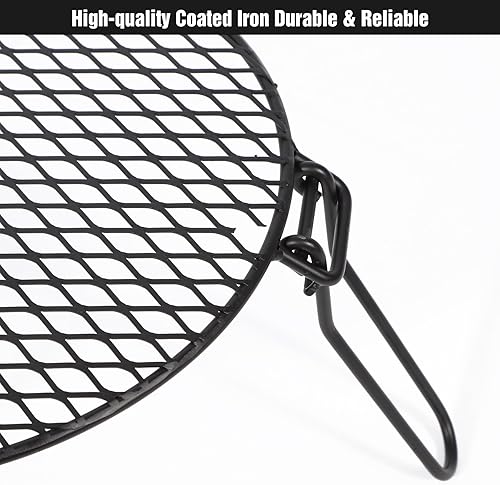 Miniatura 7 de REDCAMP Parrilla plegable para fogata para fogata individual, trípode portátil de hierro con parrilla de acero para hoguera, horno holandés,