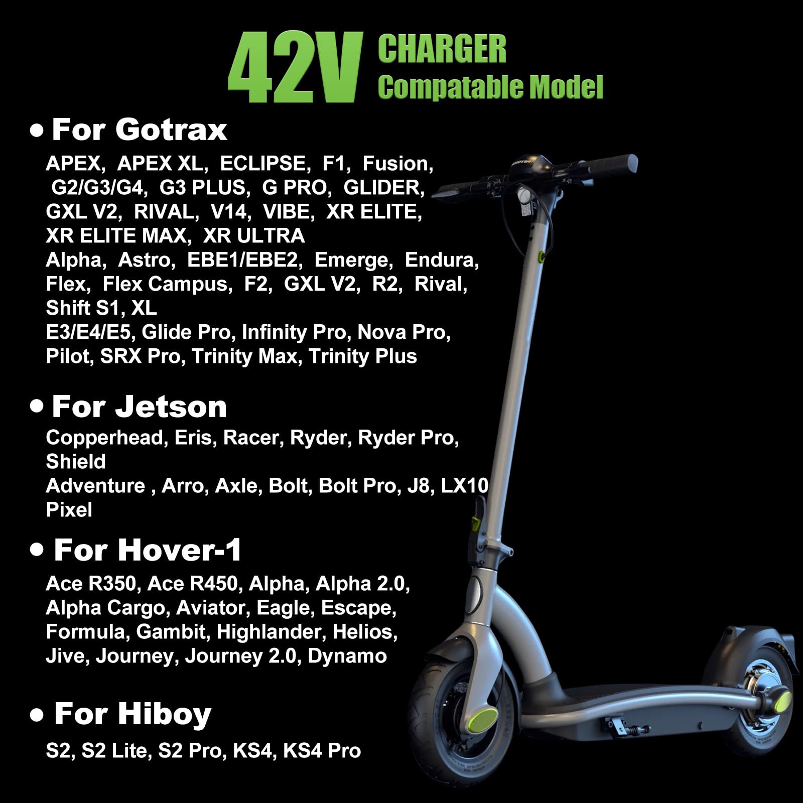 42V Compact Electric Scooter Hoverboard Charger UL Certified Safe Powerful Small with 2 Common Connecotors for Hover-1 Gotrax — view 3