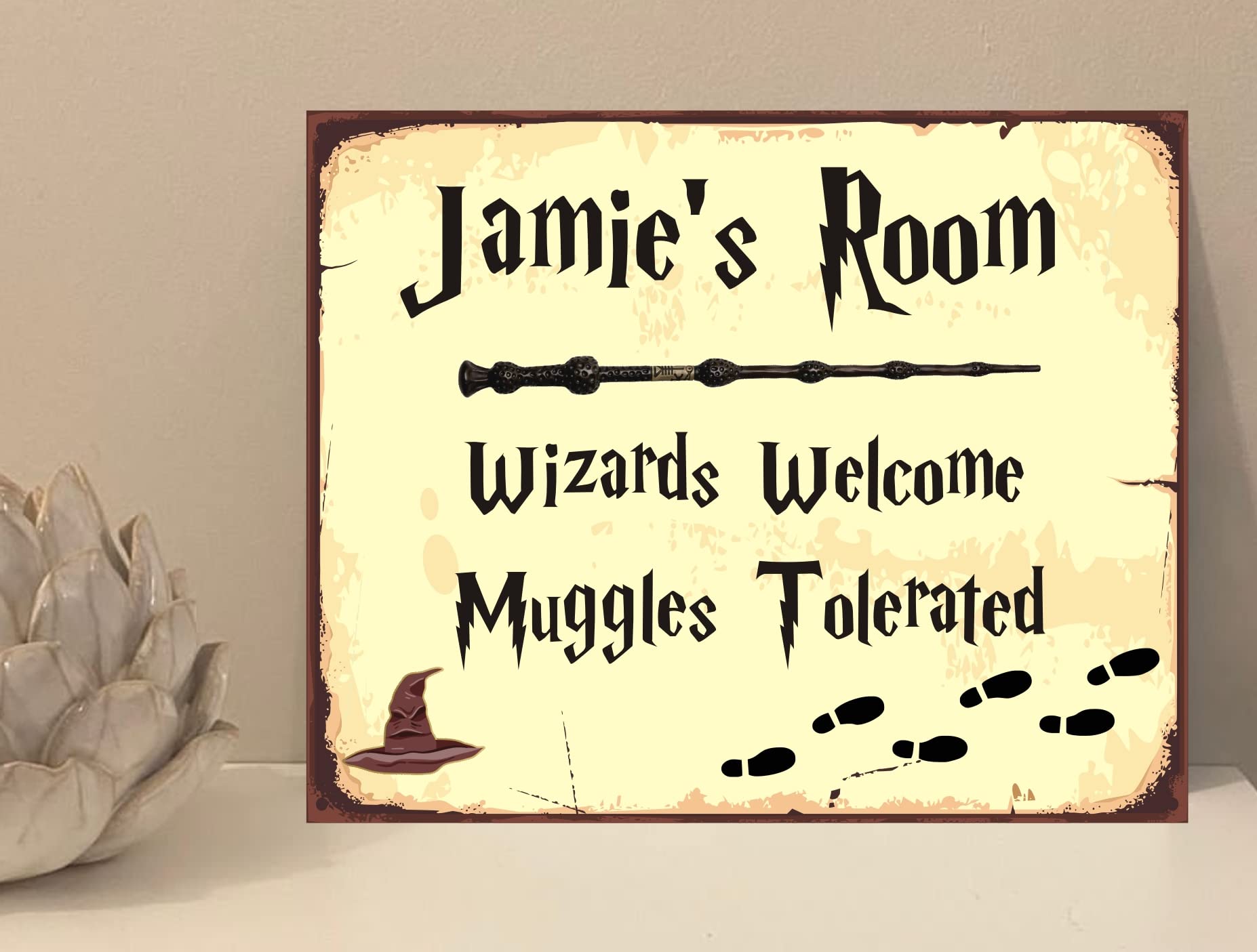 1x Personalised Wizard Room Quote Rustic Metal Plaque Sign Gift Novelty (mt798) (200mm x 150mm)