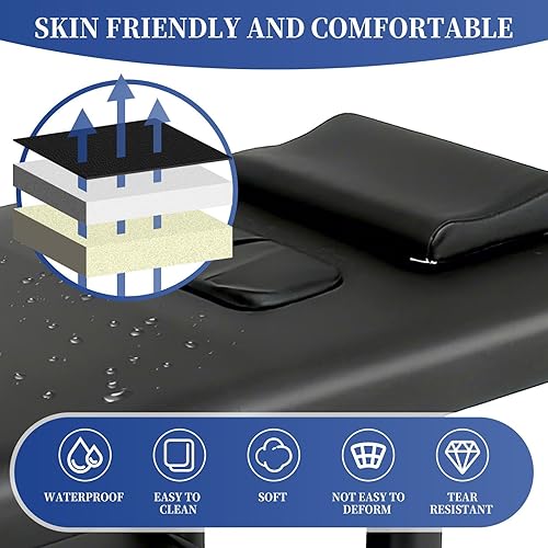 Miniatura 4 de Folding Stationary Physical Therapy Table, Massage Bed with Open-Chest, Height Adjustable Massage Bed with Backrest, Physical Therapy Table for