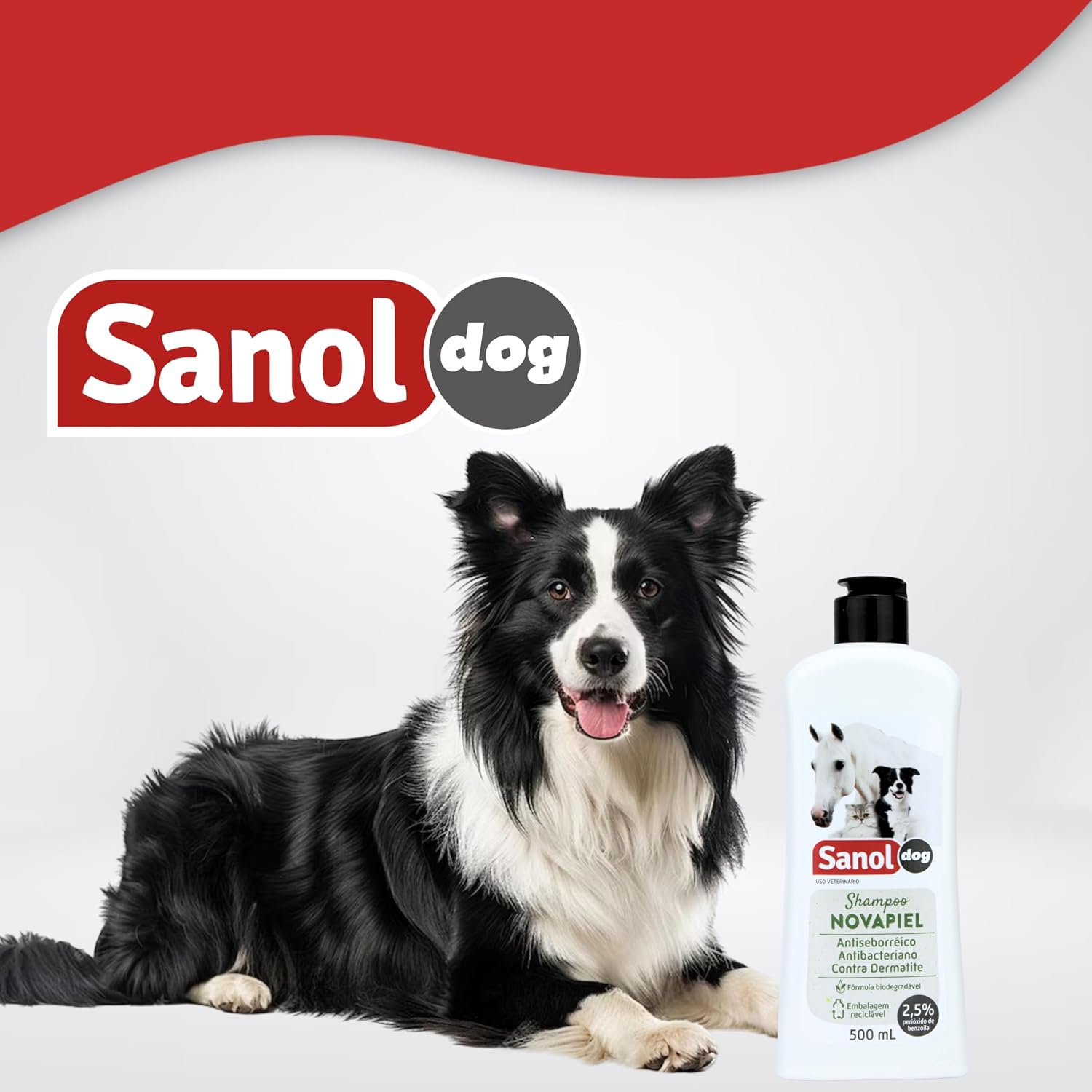 Shampoo Novapiel Sanol Dog , 500 ml, Branco