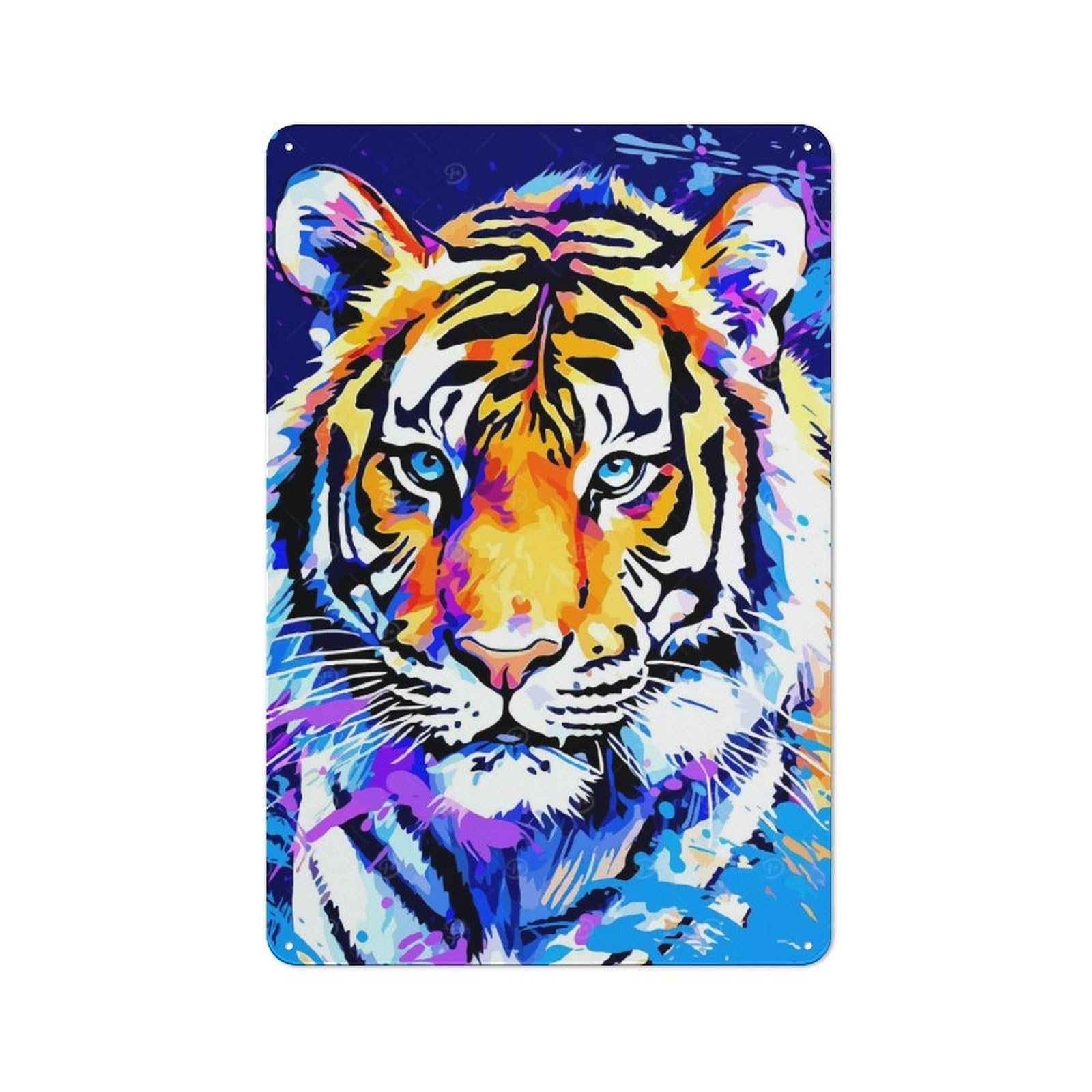 Junmoney Colorful Tiger Portrait Shed Metal Sign With Design 30X20cm, Outdoor Room Shed Wall Decor For Shed, Garden Room, Porch Or Garage