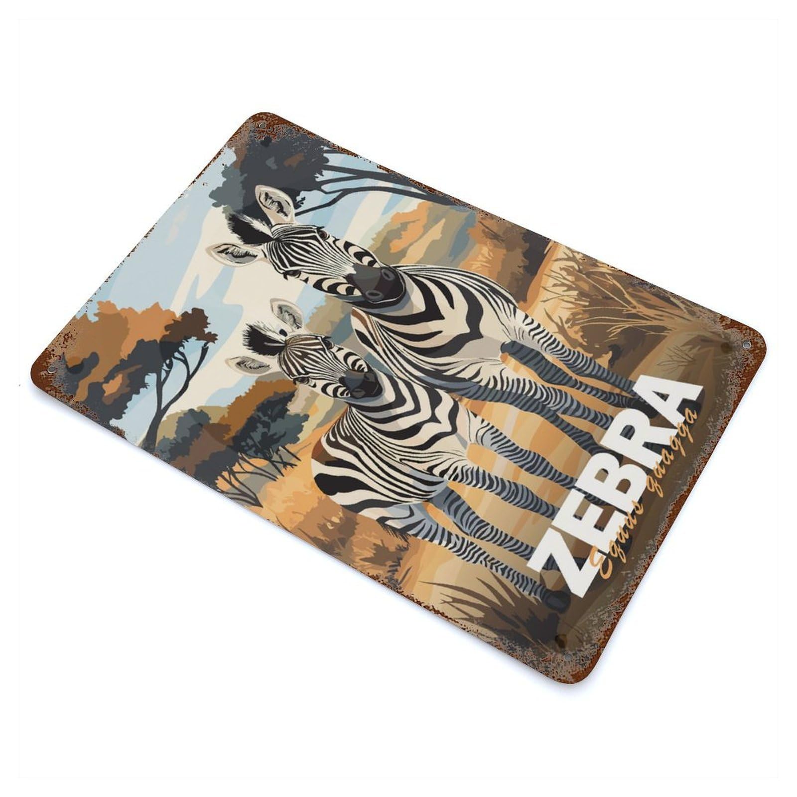 Zebra Family in Savannah Retro Metal Sign 11.8"x7.9", Classic Wall Plaque for Garage, Pub Or Kitchen