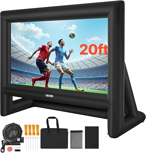 VEVOR Pantalla de cine inflable de 20 pies, pantalla de proyector inflable con bolsa de almacenamiento portátil, proyección de película fácil de