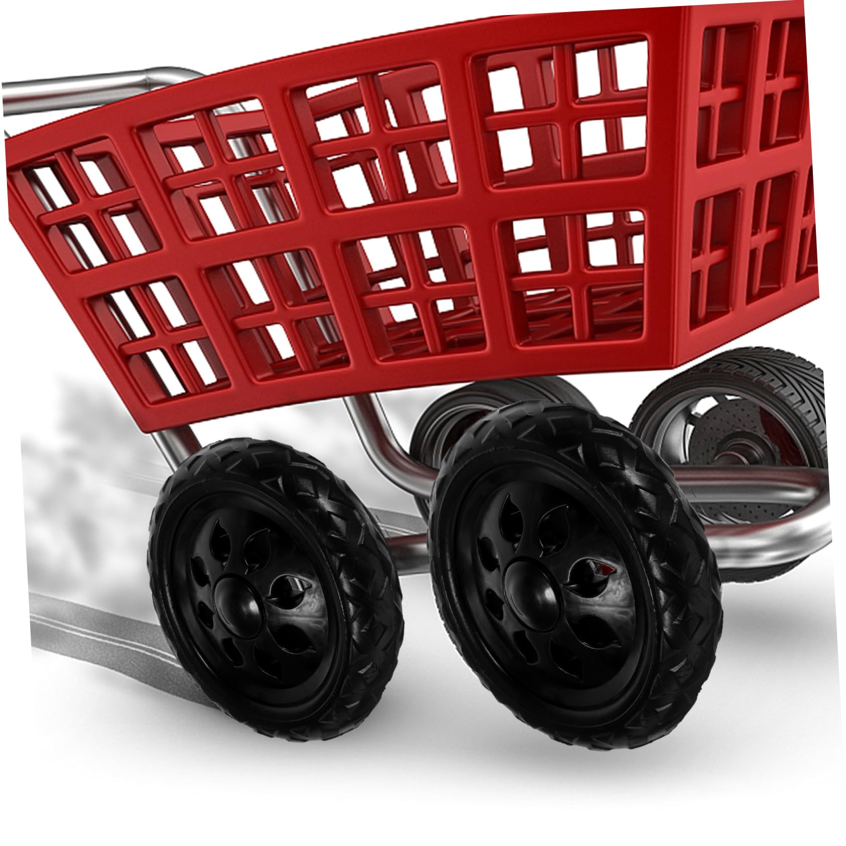 HOMSFOU Ruedas Para Carrito De Compras 2 Piezas Repuestos Ruedas Giratorias 6.29X6.29X1.18 Pulgadas Ruedas De Repuesto Para Carro De Compra Uso Diario Fácil Instalación