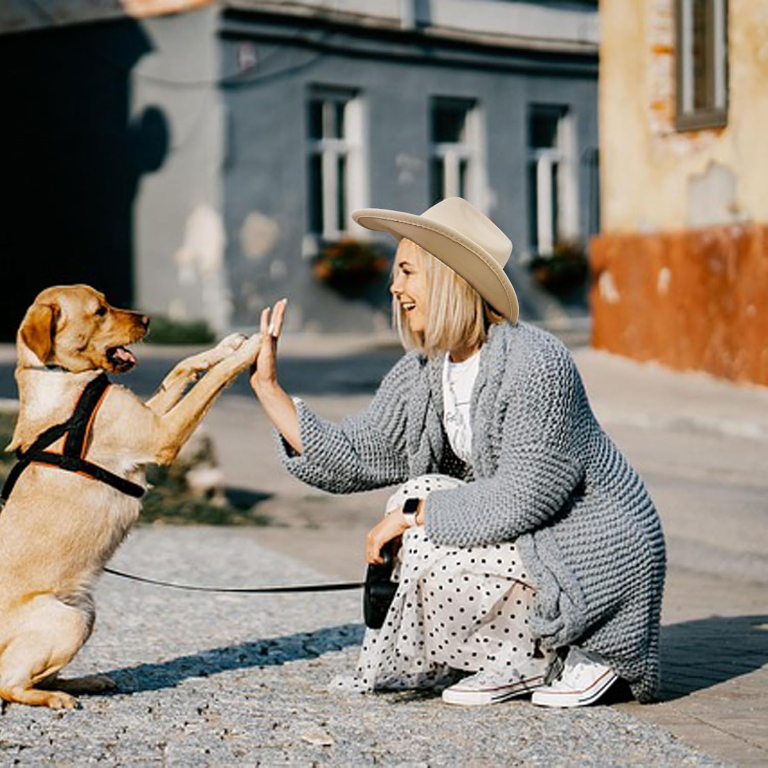 Glitter Rhinestones Cowboy Hats for Women Wide Brim Felt Western Cowgirl Hat with Bling Diamond Band - Image 5